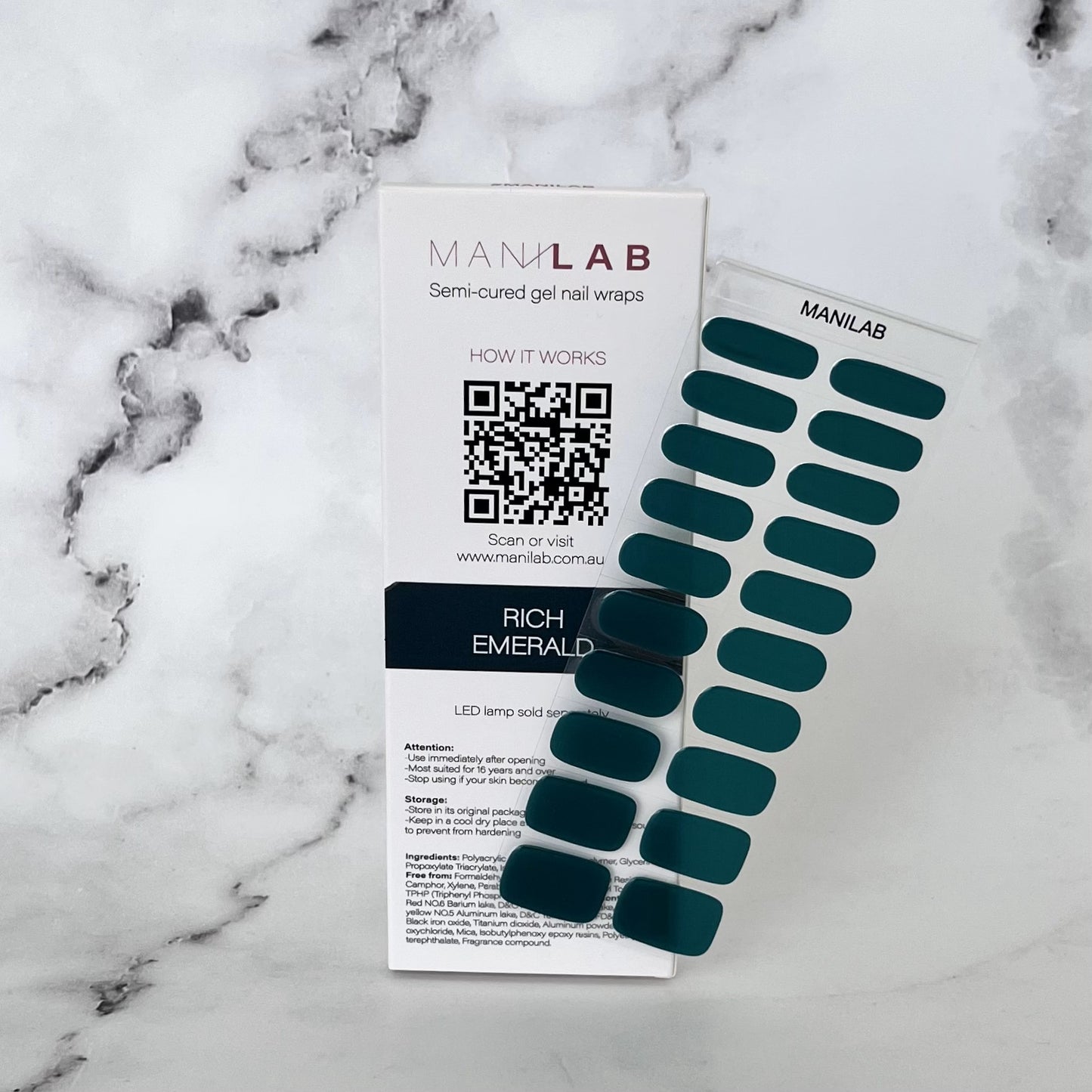 Rich Emerald Semi-Cured Gel Nail Stickers | MANILAB